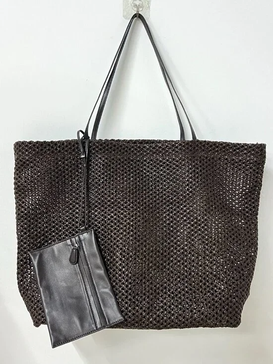 The Row Barn geometric nylon tote with leather handles, black - Picture 4 of 12